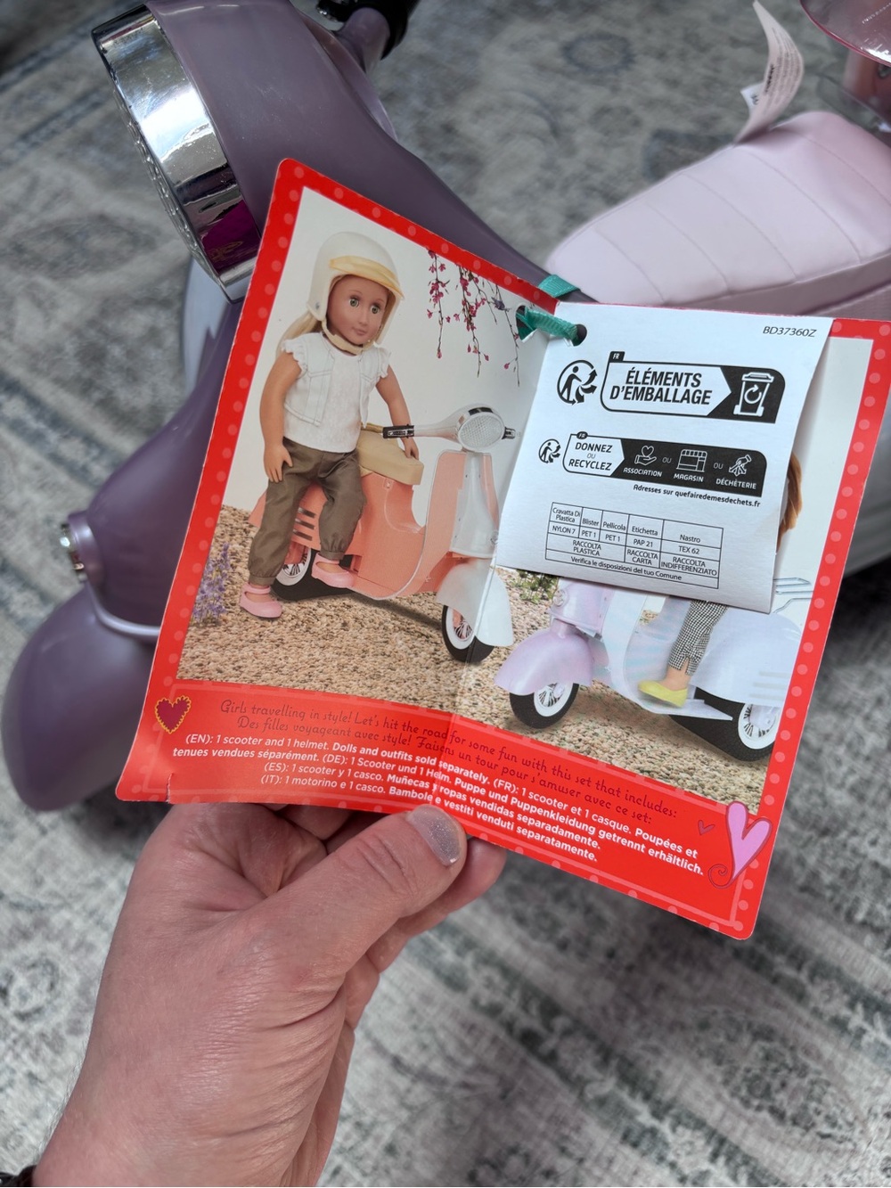 Our Generation Pink & Purple Ride-In Style Scooter for 18" Dolls - Picture 3 of 3